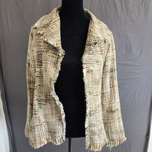 Chic Tweed Blazer in Tan and Black